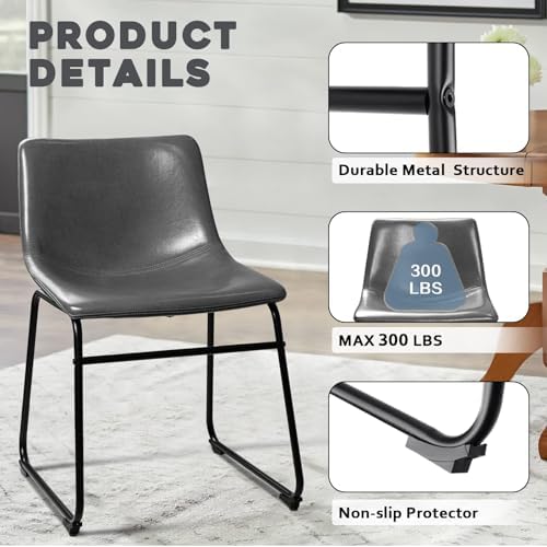 Waleaf Dining Chairs Set of 4, 18" Faux Leather Counter Height Bar Stools - Image 3