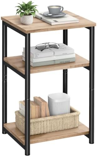 VASAGLE Side Table, Small End Table, Tall Nightstand, Steel Frame by VASAGLEbySONGMICSHOME