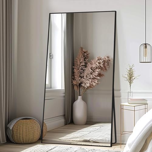 Beauty4U 76" x 34" Full Length Mirror with Stand, Black Large Floor Mirror by Beauty4U