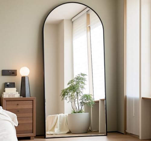 Prywot Arched Full Length Mirror, 70"x26" Free Standing Floor Mirror, Black by Prywot
