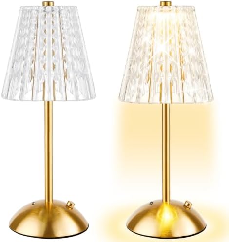 2 Pcs Cordless Table Lamp Rechargeable Touch Lamp,Gold Classic by Bornerwhite