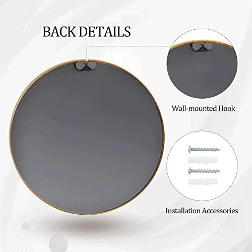 HARRITPURE Round Mirror 23.6" Gold Wall Mounted Circle Mirror with Aluminum Alloy Frame Modern Design for Bathroom, Living Room, Vanity, Bedroom, Entryway - Image 6