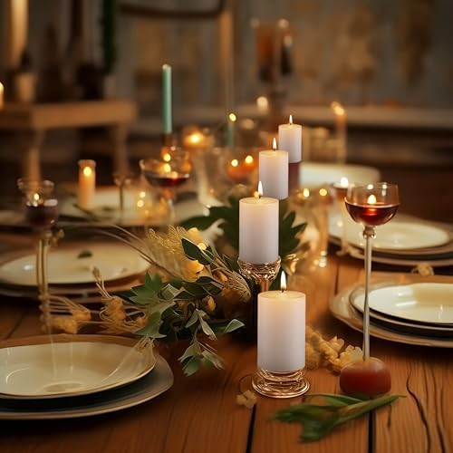Housecret 50 Pack 2" D x 3" H White Unscented Pillar Votive Candles, Hand Poured Wax Candle (20 Hour Burn Time) Ideal Gifts for Weddings Birthdays Christmas Holidays Party - Image 6