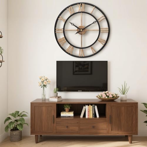 18.5 Inch Metal Vintage Gold Roman Numerals Large Wall Clock - Image 6