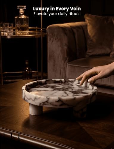 10” Round Marble Tray Riser Trivet, Fruit Bowl for Kitchen Counter - Image 7