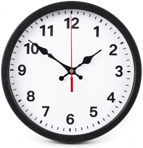 LEIKE Metal Wall Clock 10IN Black, Retro Silent Quartz Battery Operated, Decorative for Patio, Kitchen, Living Room, Bedroom, Pool by LEIKEWALLCLOCK