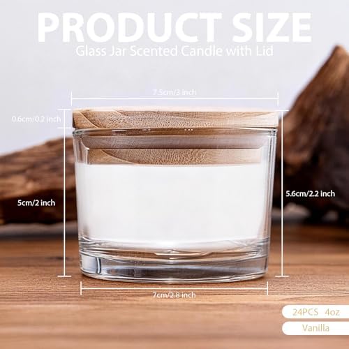 Vanilla Scented Candles 24 Pack, 4oz Clear Glass Jar Candle, Natural Soy Wax Aromatherapy Candle for Home Spa & Relaxation, Bulk Candle Set for Gifts & Decor - Image 2