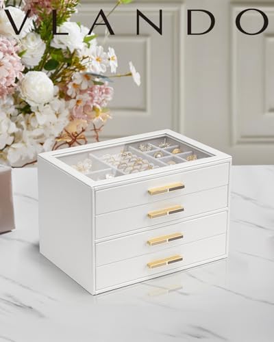 VLANDO Jewelry Box Organizer, 7-Layer Storage Drawers, Glass Window, Modern - Image 2