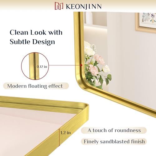 Keonjinn 24 x 36 Inch Gold Bathroom Mirrors for Over Sink, Tempered Glass - Image 3