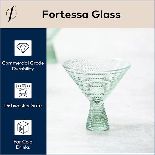 Fortessa Jupiter Beaded Hobnail Glass, 11.5 Ounce Martini (Set of 4), Sage Green - Image 2