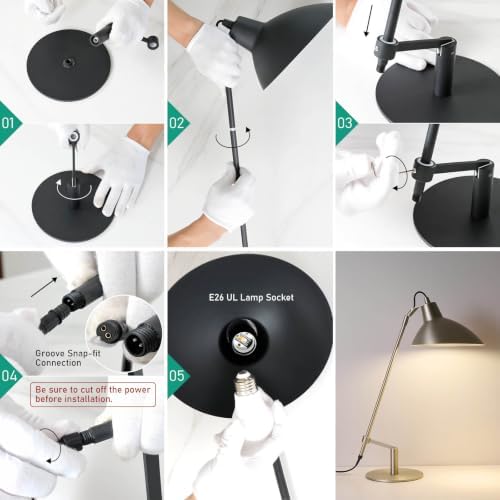 Desk Lamp Modern Industrial 100% Metal Adjustable Table Lamp 24", Natural Light (4000K) with Dimmer, Ideal for Office Bedroom Study Room Living Room Nightstand Bedside Lamps Nickel - Image 6