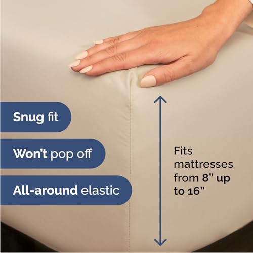 Cal King Size 4 Piece Sheet Set - Comfy Breathable & Cooling Sheets - Wheat - Image 3
