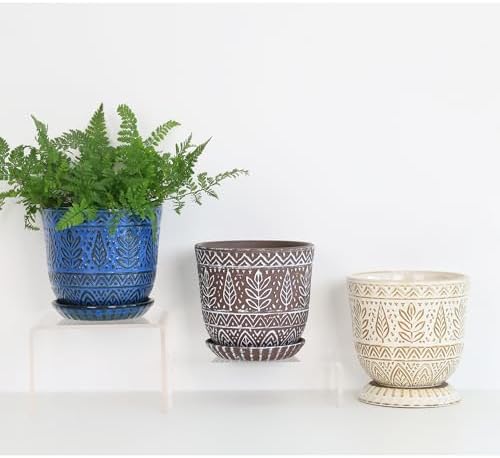 Gepege Ceramic Plant Pots, 6 Inch Indoor Planters with Drainage & Saucers - Image 5
