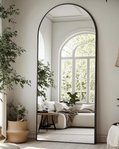Suidia 68"x26" Arched Full Length Mirror with Stand, Black Floor Mirror by SuidiaMirror