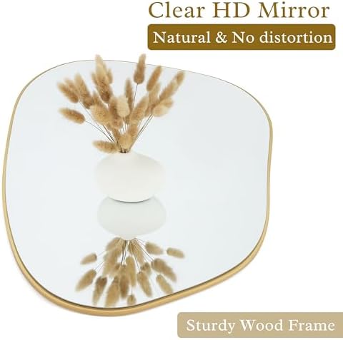 PERFNIQUE Irregular Asymmetrical Wall Mirror, 32"x24" Gold Bathroom Mirror - Image 5