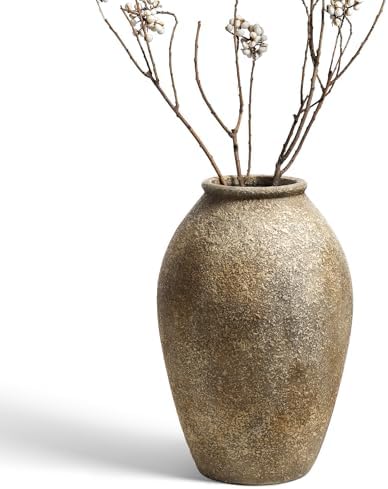 LE TAUCI Ceramic Vase, 11.5 Inch Large Rustic Farmhouse Vase, Tall Vase for Home Decor, Living Room Table & Mantel Centerpiece, Watertight & Sturdy, Sandstone Brown by LETAUCI
