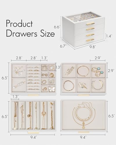 VLANDO Jewelry Box Organizer, 7-Layer Storage Drawers, Glass Window, Modern - Image 6