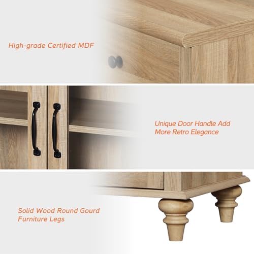 WAMPAT Oak Sideboard Buffet Cabinets, Large Kitchen Storage Cabinets, 68" - Image 4
