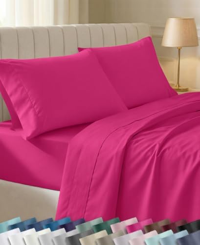 California Design Den Soft 100% Cotton Sateen Cal King Sheets Set, Hot Pink by CaliforniaDesignDen