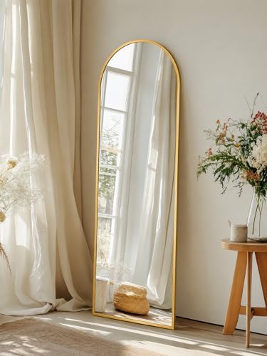 56"x14" Arched Full Length Mirror with Stand,Full Body Floor Mirror - Image 2