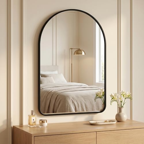 HARRITPURE 24"x36" Arched Bathroom Mirror Wall Mounted Black Arch Mirror - Image 6