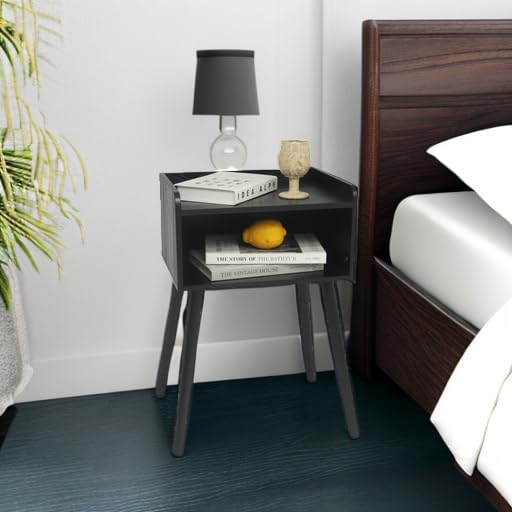 MaxSmeo Nightstand, Mid Century Black Side Table Bedroom with Storage - Image 5