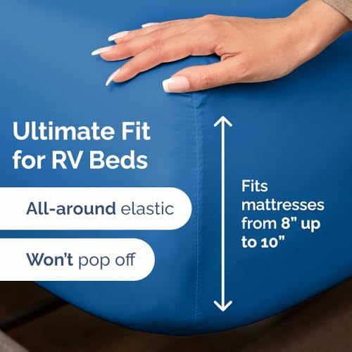 Short Queen Size 4 Piece Bed Sheet Set - RV Short Queen Sheets - Royal Blue - Image 3