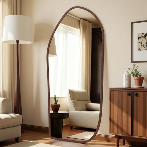 Suidia Full Length Mirror, Oversized Floor Mirror with Solid Wood Frame, Large Standing Mirror for Bedroom Living Room, Wood Art Style, Dark Walnut, 69" L x 26" W - Image 5