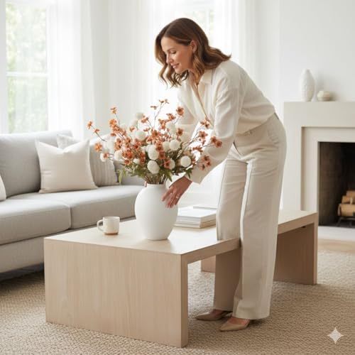SilkSerenade Ella White Matte Flower Vase for Bedroom Kitchen Living Room Table, Contemporary Farmhouse Decorative Arlo Flowers Iron Vases, Rustic Tall Earthy Wabi Sabi Modern Centerpieces Home Decor - Image 6