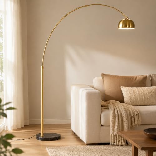 78IN Gold Arc Floor Lamp with Black Marble Base＆3 Color Temperatures by BOFEA