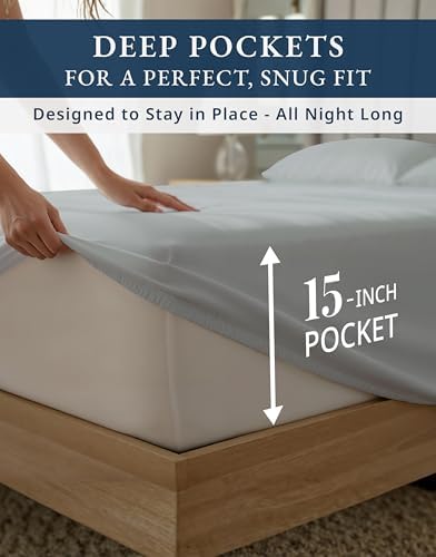 LANE LINEN Cooling Sheets Twin 100% Egyptian Cotton Sateen - Silver - Image 6