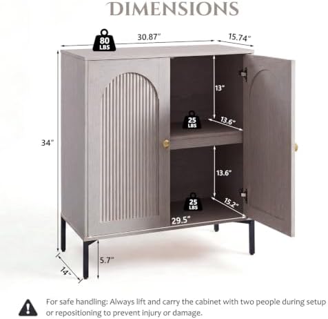 IFBUY 30.88" W Mid Century Modern TV Stands for Living Room, Light Grey - Image 2