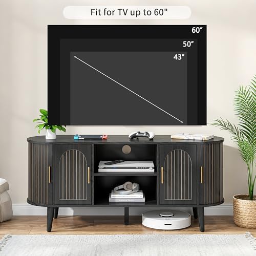 51"Fluted TV Stand for Tvs up to 60" Entertainment Center with Open Storage - Image 5