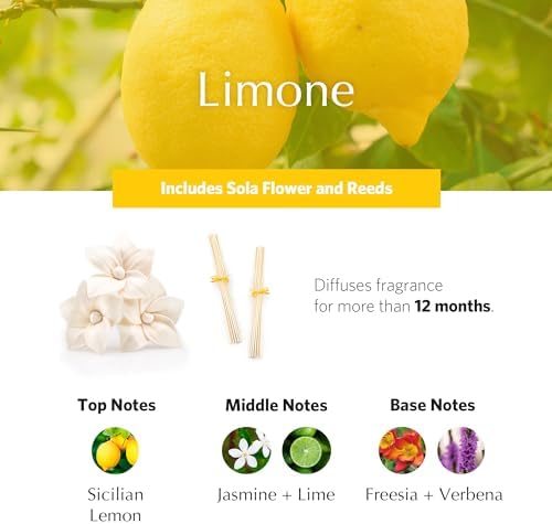 AGRARIA Monique Lhuillier Limone Scented AirEssence Diffuser, 7.4 Ounces with Reeds and Flowers - Image 3