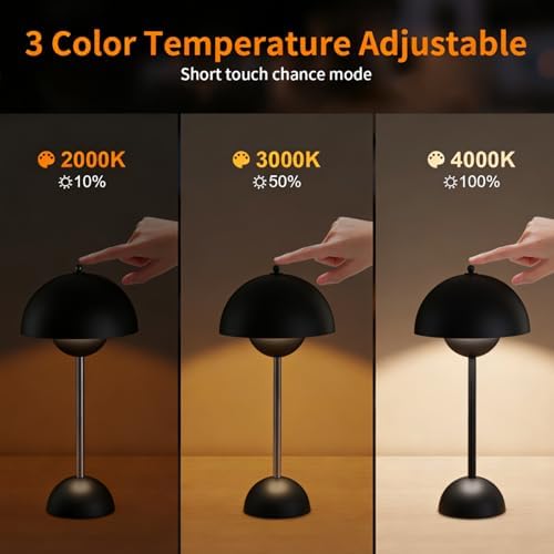 Dawnrise Cordless Table Lamp with 3 Color Temperatures,Industrial Style - Image 2