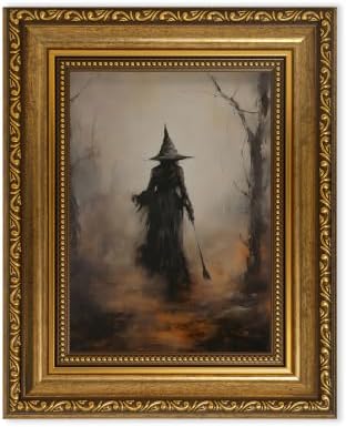 AVECCO Halloween Witch Broomstick Forest Wall Art Canvas Framed 8x10 inch by Unknown