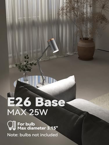TORCHSTAR Tall Swing Arm Desk Lamp with Wooden Accent, Large Size, Grey - Image 6