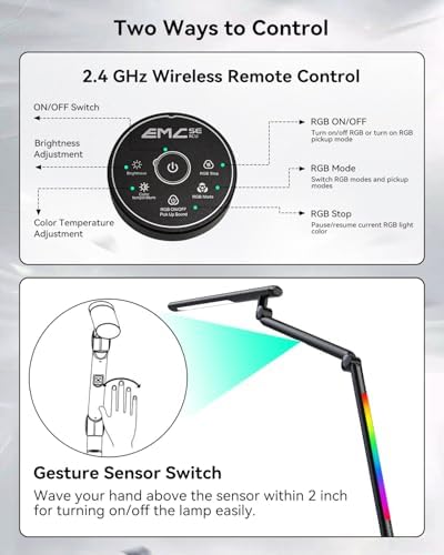 LED Desk Lamp with Clamp, Dual-Light Architect Lamp with RGB Light & Remote - Image 5
