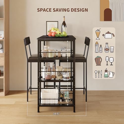 GarveeHome Bar Height Dining Table Set for 2, Space-Saving Pub Table - Image 6