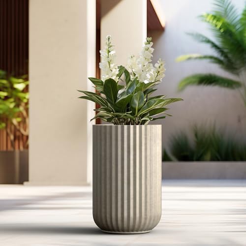 Kante Large Round Column Weathered Concrete Planter 21.7" Tall, Outdoor - Image 4