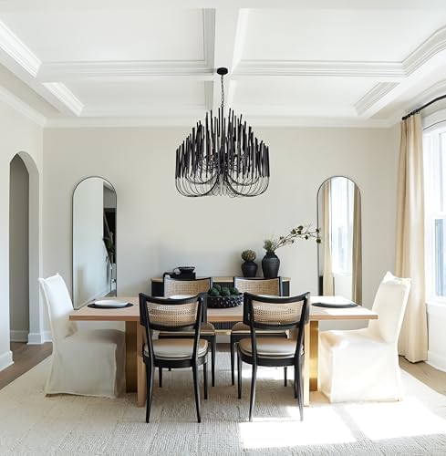 TOCHIC Modern Farmhouse Chandelier for Dining Room 36", Large Vintage Black Wood Chandeliers Light for Living Room, Rustic Pendant Lighting Fixture Ceiling Hanging for Foyer Bedroom Entryway - Image 2