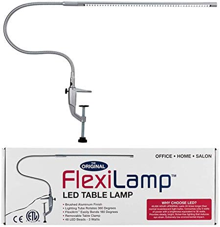 Americanails Original FlexiLamp - LED Table Desk Lamp - Removable Clamp - Adjustable Lighting for Nail Stations - Manicure Table Light - Flexible Arm - 48 LED Beads - 300 Lumens by Americanails