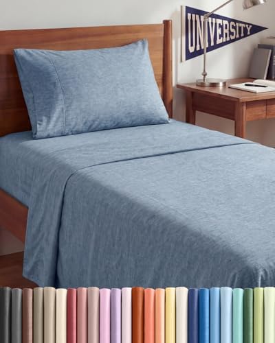 Twin XL 3 Piece Sheet Set - College Dorm Room Essentials - Heathered Blue by CGKUnlimited