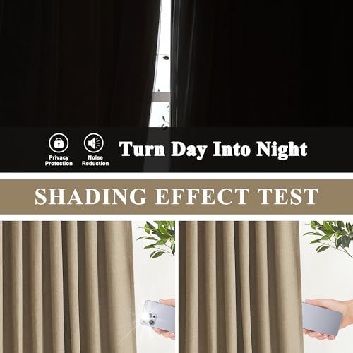 Vision Home Brown Pinch Pleated Full Blackout Curtains Linen Blended Room Darkening Window Curtains 63 inch for Living Room Bedroom Thermal Insulated Pinch Pleat Drapes with Hooks 2 Panel 40" Wx63 L - Image 3