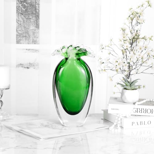 KAMMAK Glass Vase,Colored Hand Blown Decorative Vase - Image 3