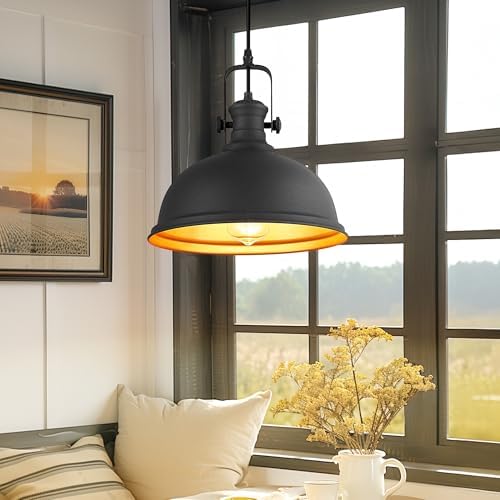 2-Pack Black Pendant Lights for Kitchen Island, 11.5" Metal Shade - Image 5