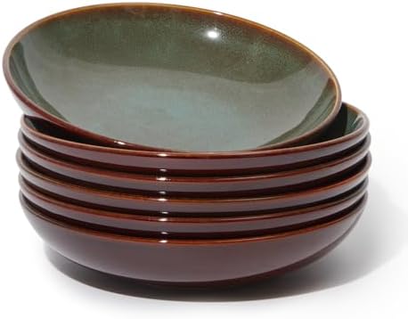 Pokini 8.75'' Ceramic Pasta Bowls Set of 6, Salad Bowls Pasta Serving Bowls by Pokini