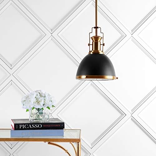 JONATHAN Y Homer Industrial Dome Pendant 10", Black/Brass Gold - Image 6