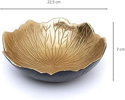 Leaf Bowl for Serving Fruits, Appetizers - Black & Gold - Elegant Home Decor Centerpiece Serveware Charcuterie Catchall Vanity Dish For Entertaining, Wedding 9" D 3" H - Image 6