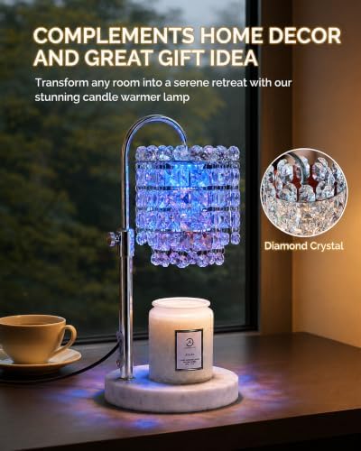 Candle Warmer Lamp with Timer & Dimmable Crystals Candle Lamp Warmer with RGB Mode, Adjustable Height Electric Candle Warmer with 3 Bulbs for Women Mom House Warming Gifts New Home Room Decor - Image 4